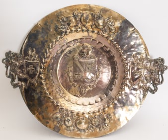 Silver Plate Armorial Crest Serving Platter