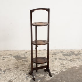 Mahogany Three Tiered Folding Cake Stand