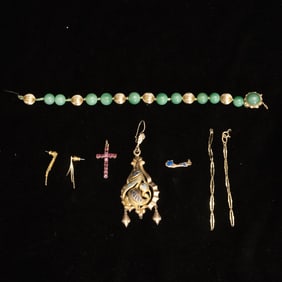 Group of Gold and Metal Jewelry and Fragments