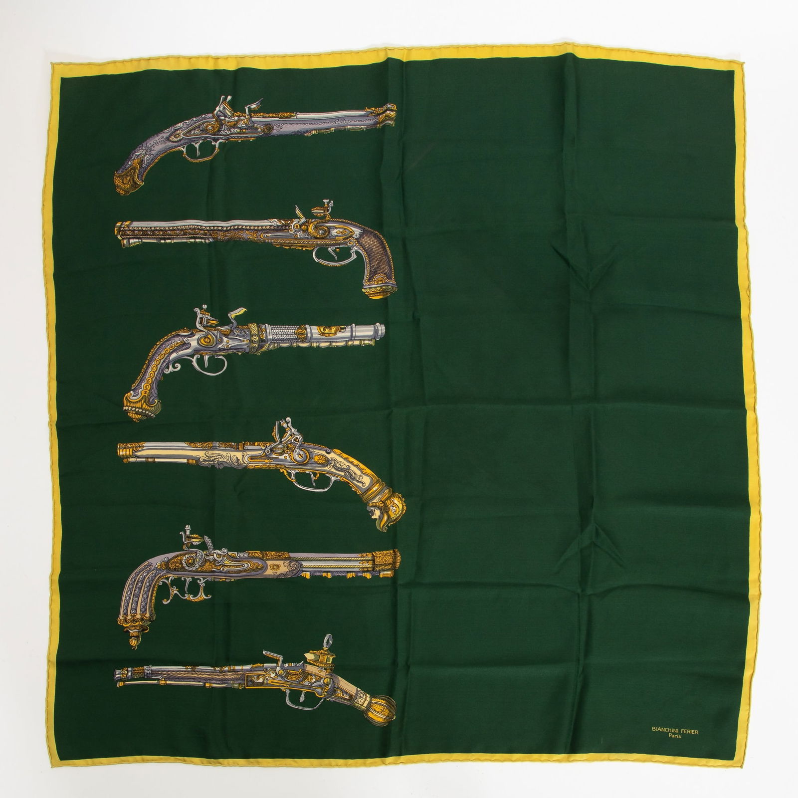 Bianchini Ferier Pistol Pattern Silk Scarf: . (31" square) Good