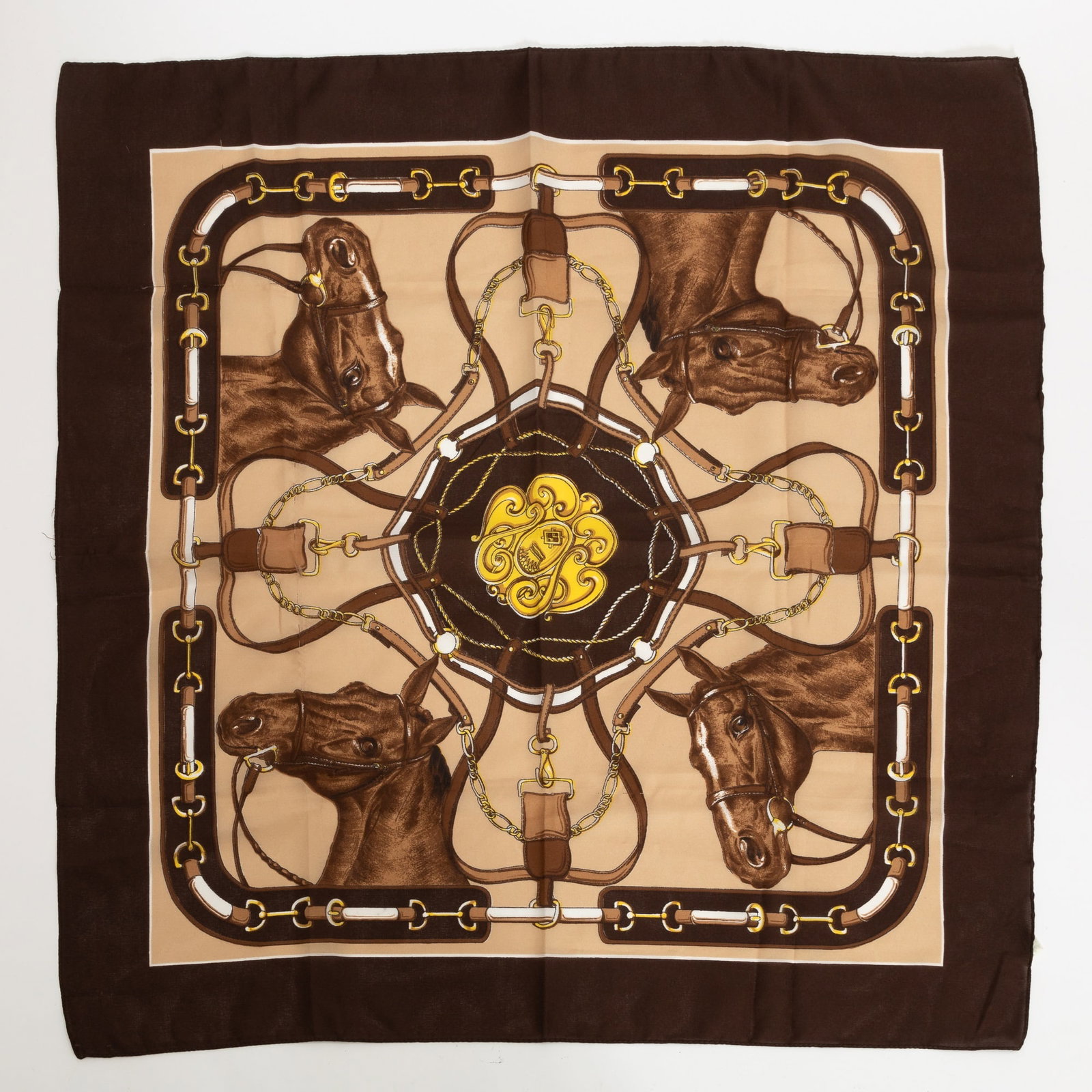 Equestrian Pattern Fashion Scarf: Polyester (25' square) Snag to fabric