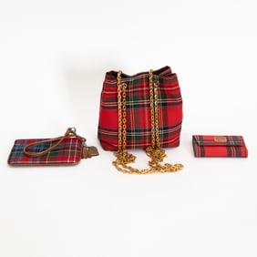 Woven Plaid Pattern Handbag;