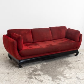 Ming Style Red Upholstered Sofa