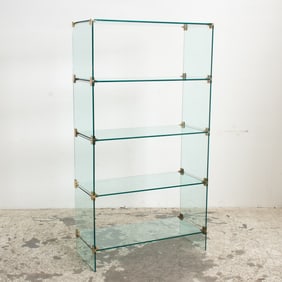 Modern Brass and Glass Four-Tier Etagere
