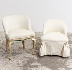 Louis Style Stripped Upholstered Side Chair;