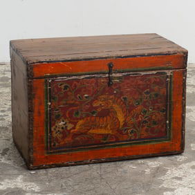 Tibetan Style Paint Decorated Chest