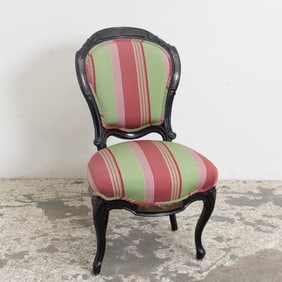 Victorian Style Black Painted Upholstered Side Chair