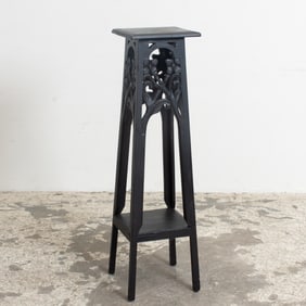 Art Nouveau Style Black Painted Plant Stand