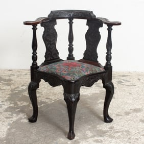 Victorian Style Carved Oak Corner Chair