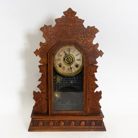 Victorian Carved Oak Wall Clock