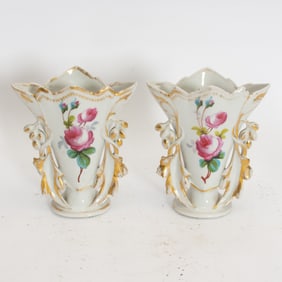 Pair of Hand Painted Porcelain Vases