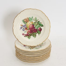 Set of Twelve Porcelain Fruit Pattern Plates