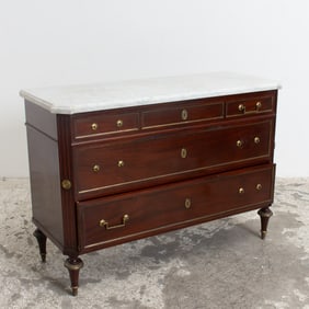 Mahogany and Marble Top Chest of Drawers