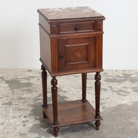 Marble Top Mahogany Bedside Cabinet