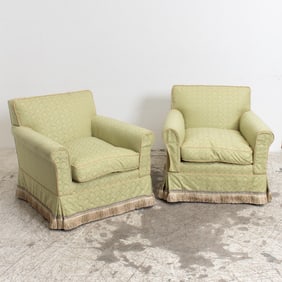 Pair of Green Upholstered Armchairs