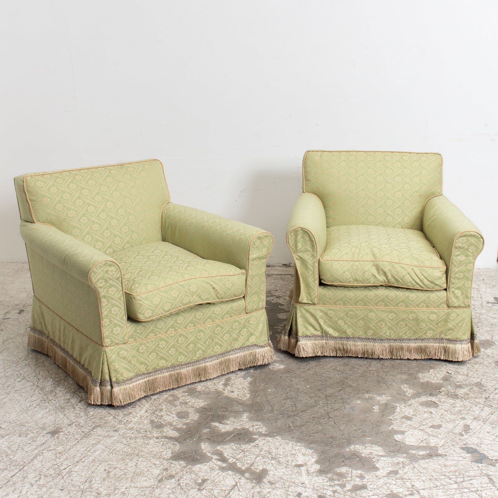Pair of Green Upholstered Armchairs (1 of 5)