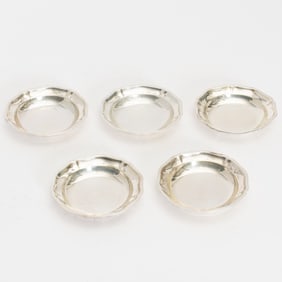 Set of Five Continental Silver Nut Dishes