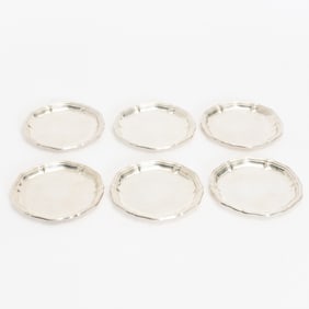 Set of Six Continental Silver Plates