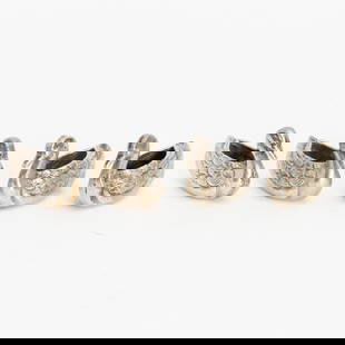 Set of Four Continental Silver Miniature Swans: Salts or pick holders Ap. 2.52 ounces (1" h x 1 5/8" w x 5/8" d) Good