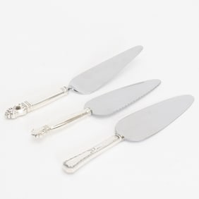 Three Sterling Handled Cake Knives