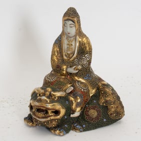 Japanese Satsuma Style Porcelain Guanyin Figure