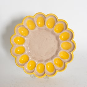 Painted Glazed Ceramic Deviled Egg Dish