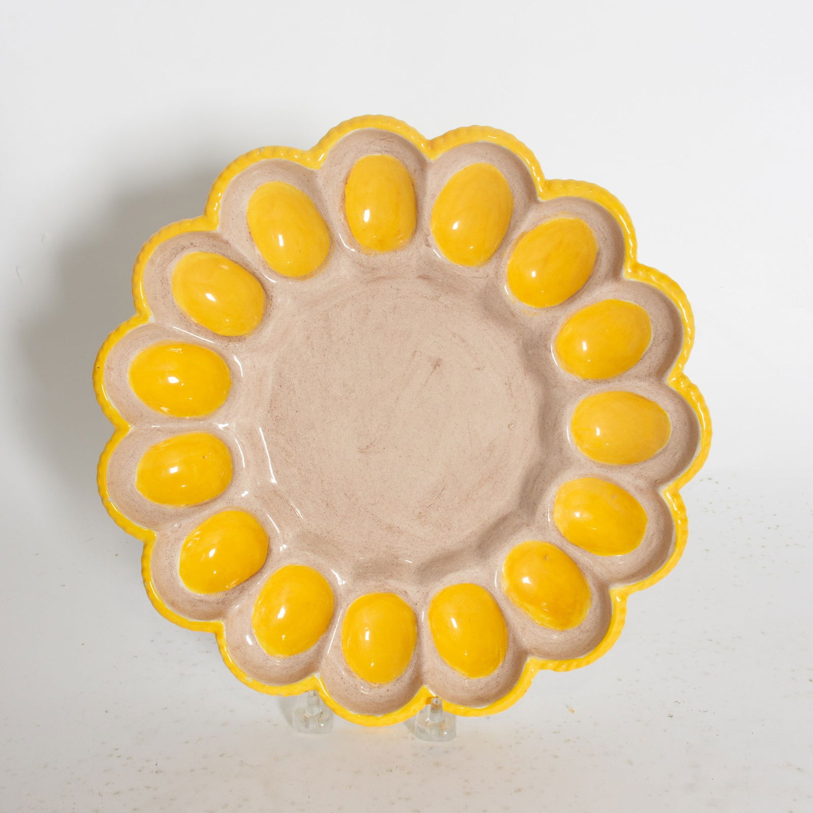 Painted Glazed Ceramic Deviled Egg Dish (1 of 6)
