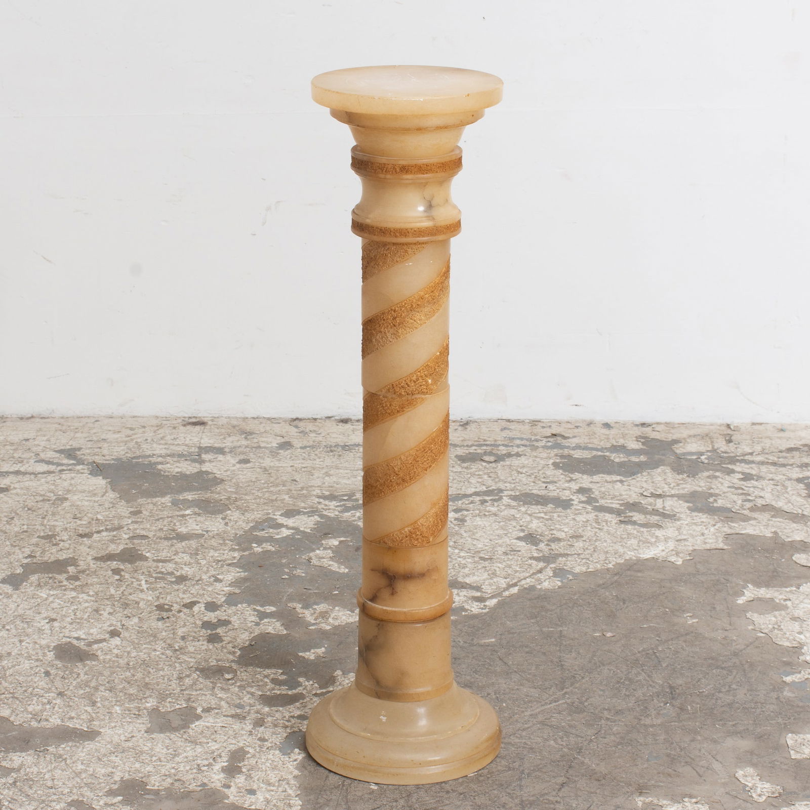 Alabaster Pedestal: . (37 1/2" h x 10" dia) Scratches, chips