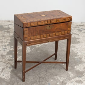 Burlwood Parquetry Inlaid Traveling Desk