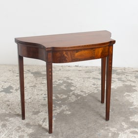 George III Style Inlaid Burlwood Fold-Over Tea Table