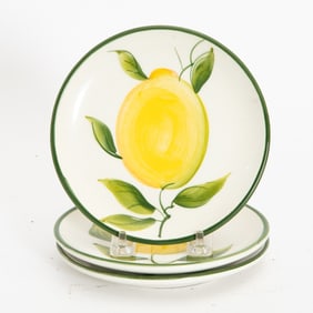 Set of Three Glazed Ceramic Lemon Plates