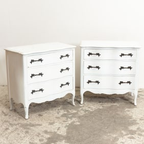 Pair of White Painted Three-Drawer Chests
