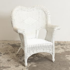 White Wicker Armchair