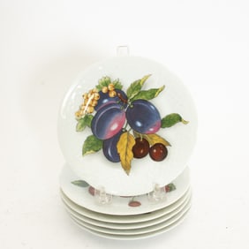 Set of Six Limoges Fruit Pattern Plates