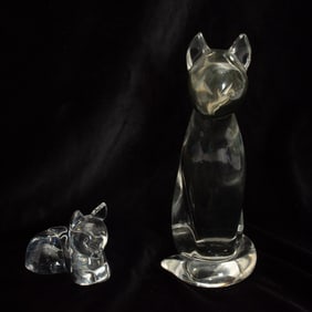 Two Glass Cats Figures