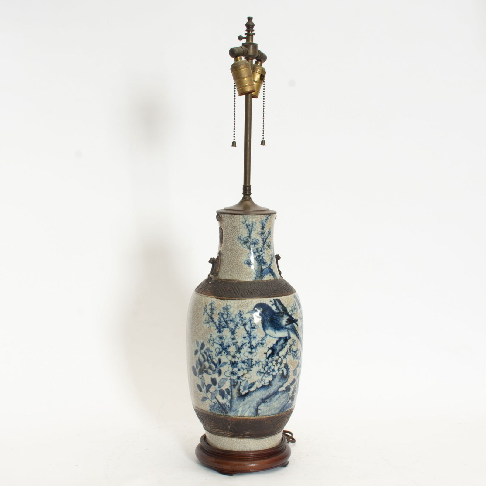 Chinese Ceramic Vase: Mounted as lamp (31" h) Untested