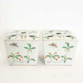 Pair of Chinese Porcelain Square Tulip Vases