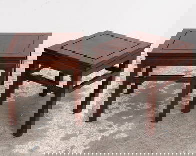 Pair of Asian Style Low Tables: . (18" h x 18" square) Scratches