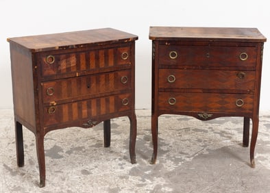 Two Marquetry Mahogany Bedside Commodes