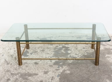 Faux Bamboo Brass Glass Low Table