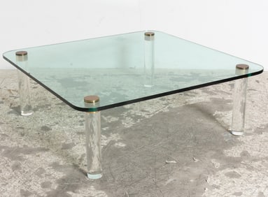 Mid Century Modern Glass Top Acrylic Low Table