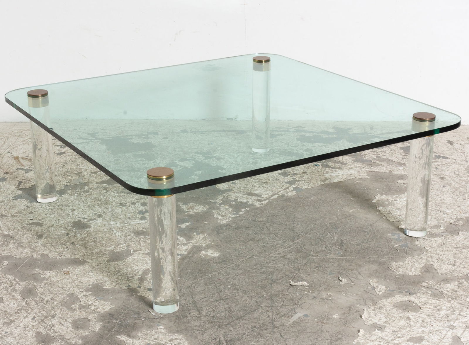Mid Century Modern Glass Top Acrylic Low Table (1 of 7)