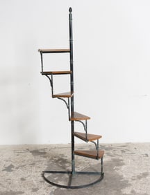 Black Painted Metal Spiral Staircase Etagere