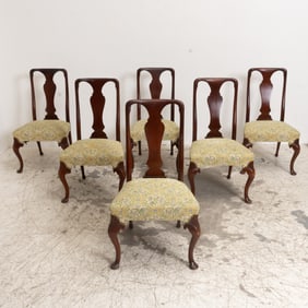 Set of Six Queen Anne Style Dining Chairs