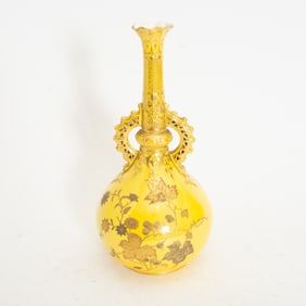 Yellow Porcelain Gilt Decorated Vase