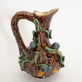 Portuguese Majolica Glazed Ceramic Pitcher