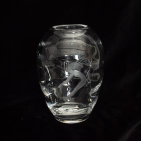 Kosta Bosa Wheel Engraved Glass Vase