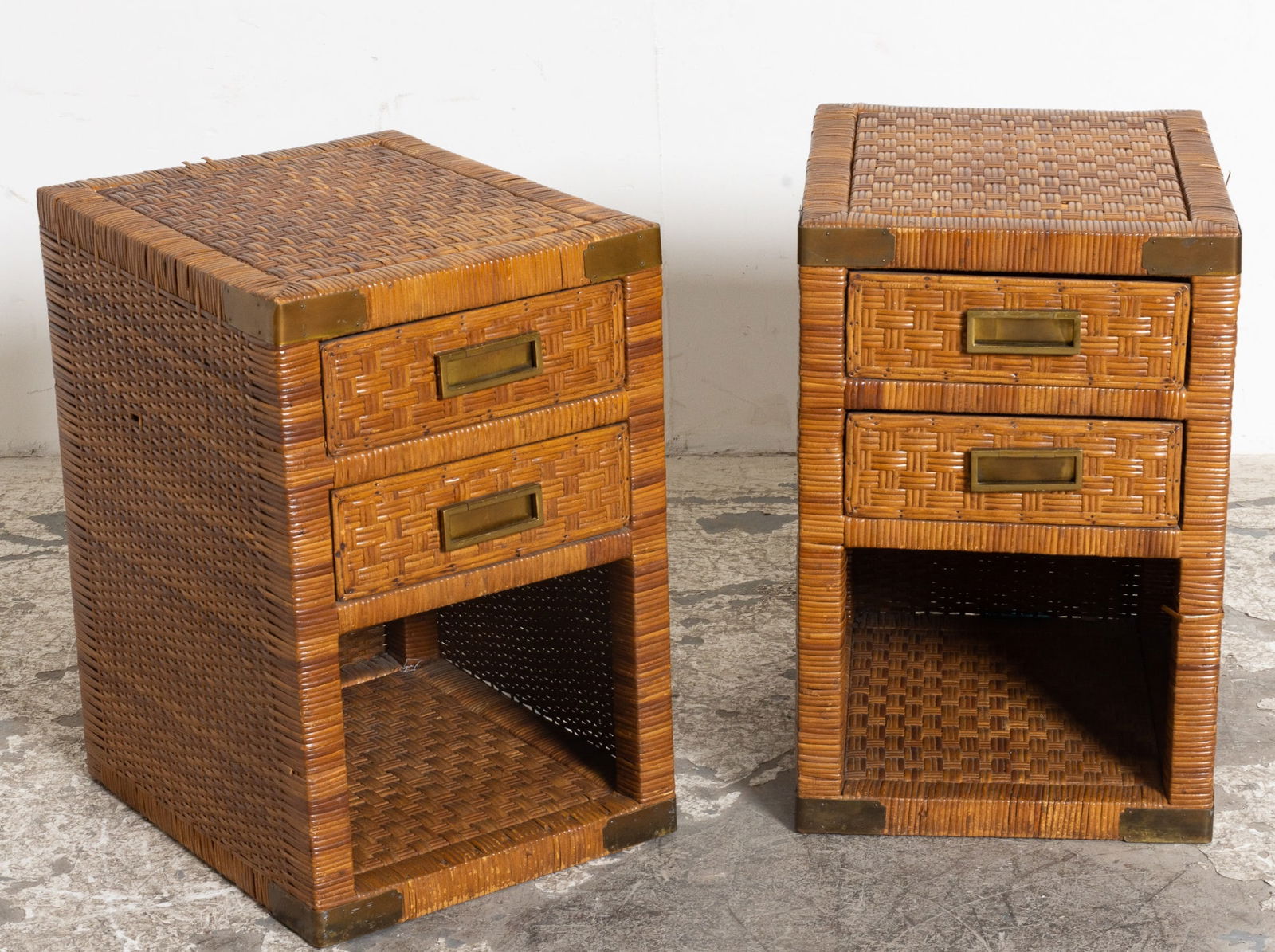 Pair of Rattan Bedside Tables (1 of 7)