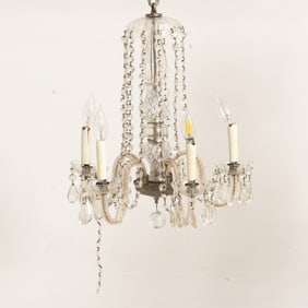 Cut Glass Five Light Chandelier