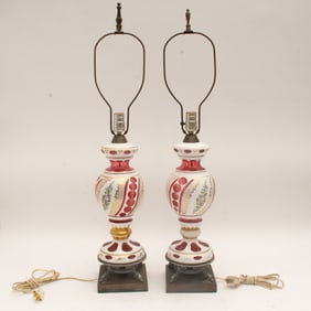 Pair of Bohemian Glass Table Lamps